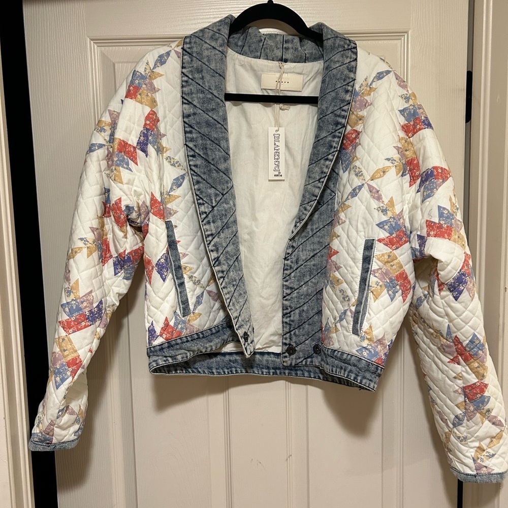 Blank NYC Quilted Jacket with Multicolor Pattern